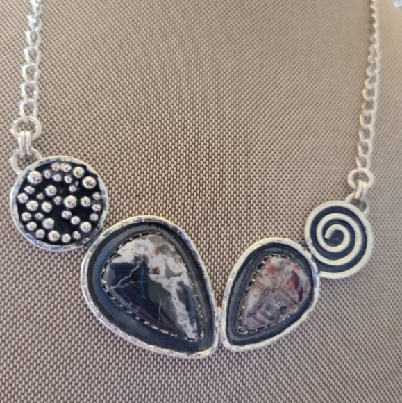 STERLING SILVER LEOPARD JASPER NECKLACE - Picture 3 of 3